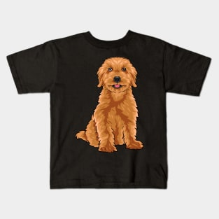 A super cute Goldendoodle looks at you. Kids T-Shirt